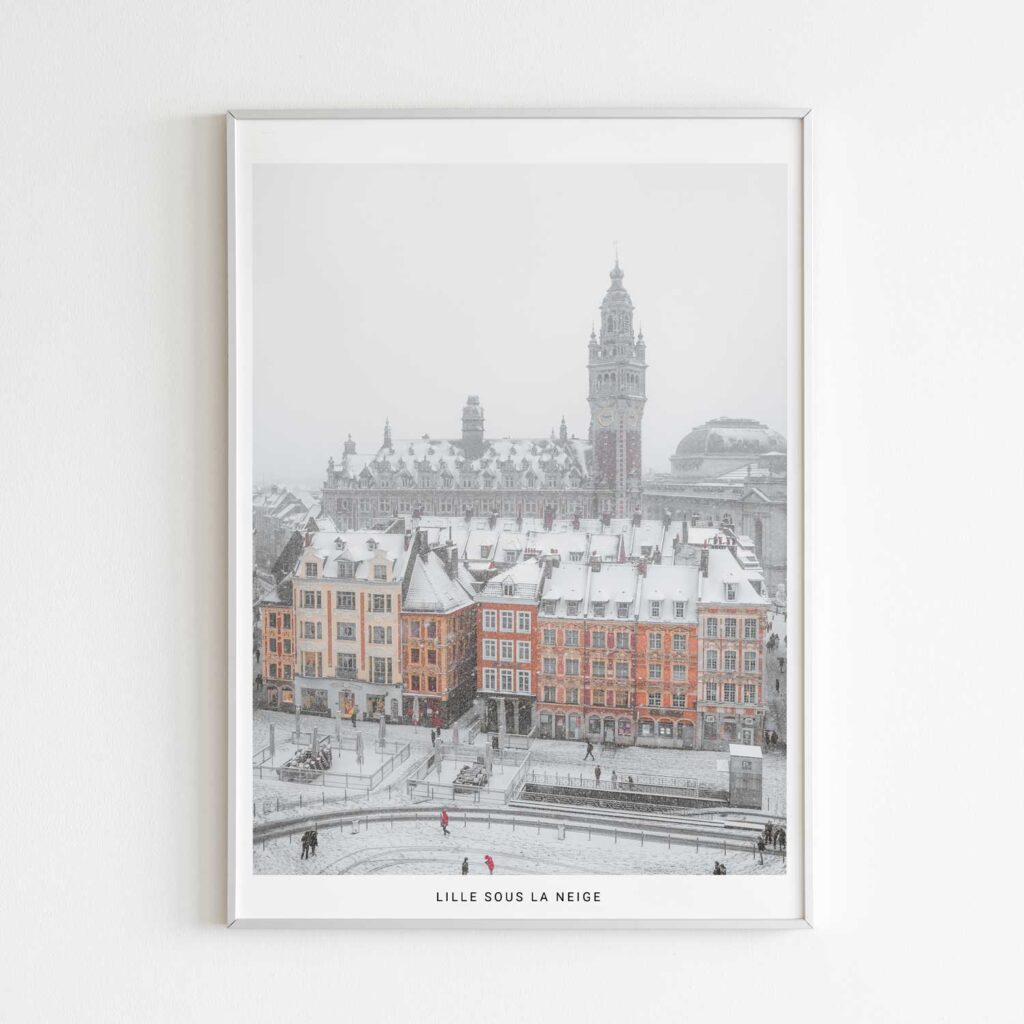 Photographie "Lille sous la neige" en affiche de décoration
